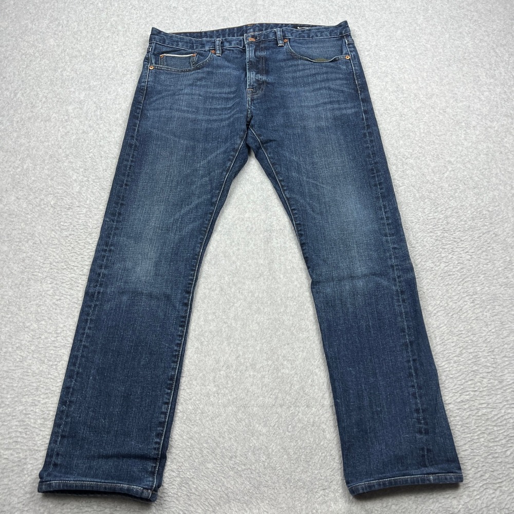 Bonobos Tailored Jeans Mens 35x34* Dark Wash Blue Fit Stretch Made in USA Denim